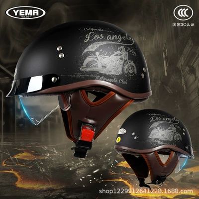 Mustang Motorcycle Helmet for Men and Motosiklet kaskı (dəbilqə) - pia-black-vintage-motorcycle