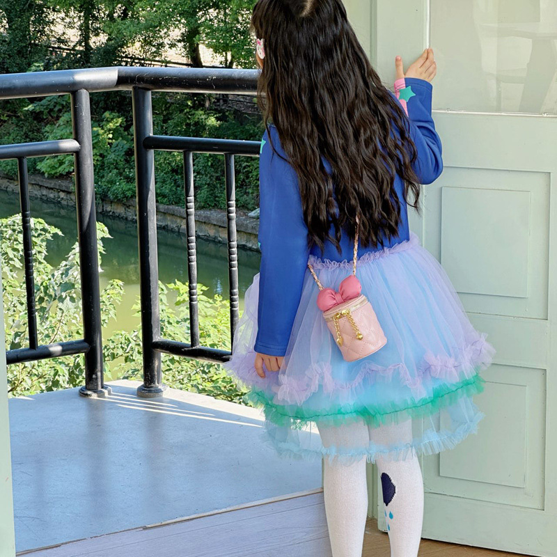 Bolsos de cubos para niños coreanos lindos arcos mini bolsos de hombro para bebés de estilo extranjero bolsos de cadena para hombres y mujeres