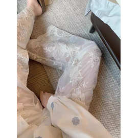 新中式重工刺绣亮片钉珠阔腿裤女夏季新款高级气质显瘦薄款直筒裤