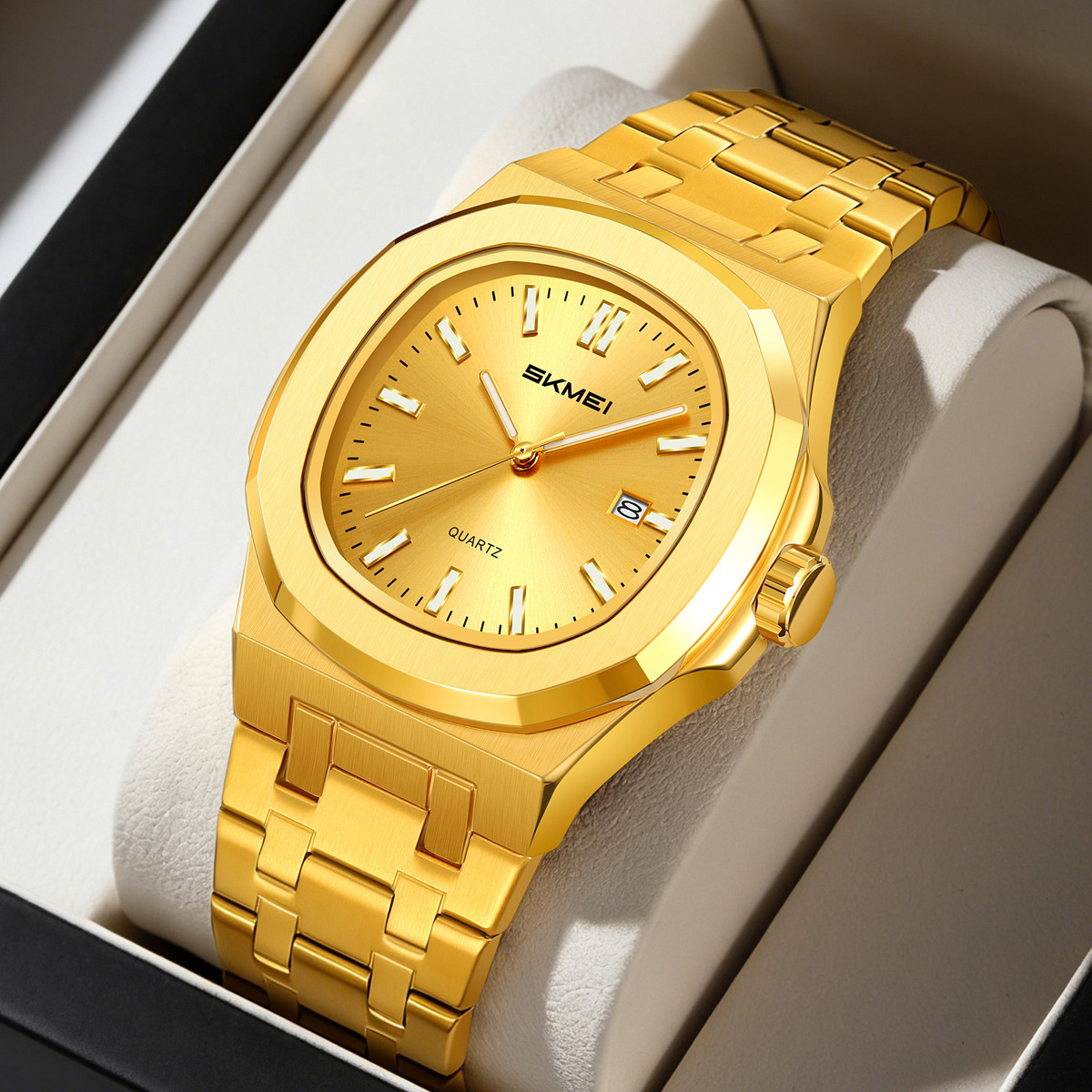 Momento de negocios de acero 30 metros reloj de cuarzo impermeable calendario único reloj de hombre comercio exterior suministro transfronterizo al por mayor
