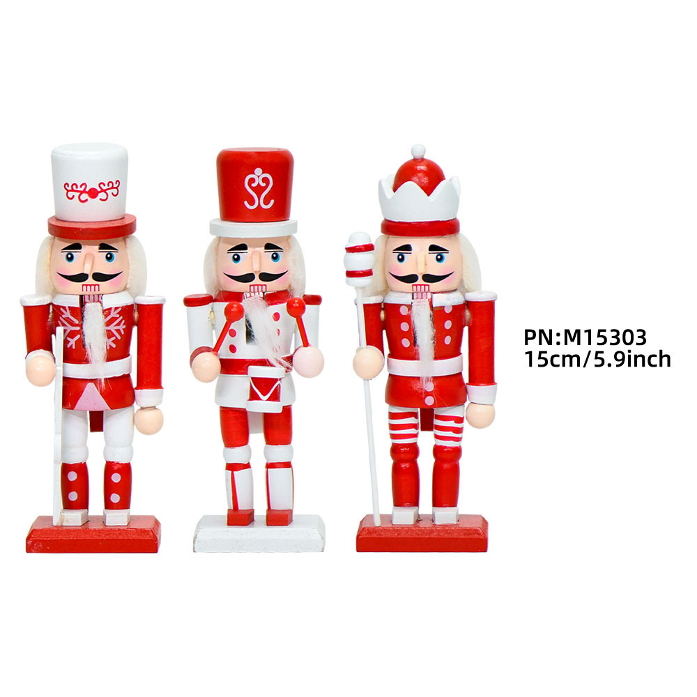 Inventario transfronterizo 15CM conjunto de trocanueces marionetas soldados de Navidad colgante de nueces decoración artesanal