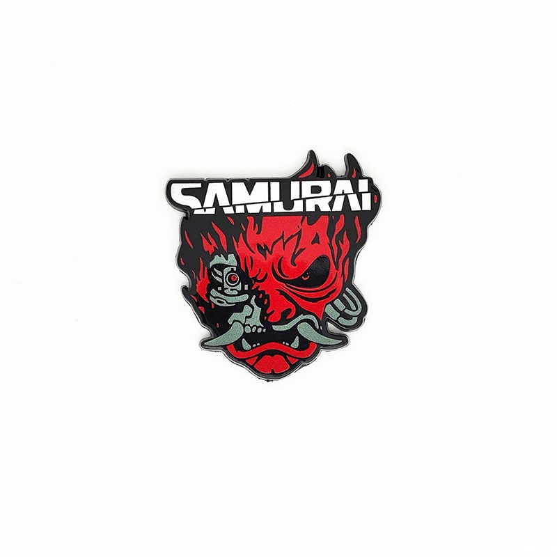 Самурай Киберпанк 2077 Череп Металлический значок Рюкзак Запонка Моральный значок