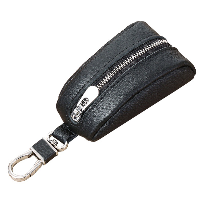 Simple genuine leather key case coin purse first layer cowhide multi-purpose large capacity zipper car key bag factory wholesale