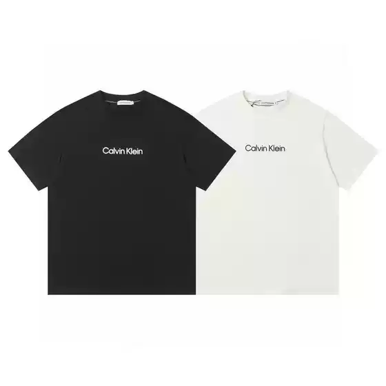 Calvin Klein Graffiti Letter Print Short Sleeve T-Shirt 260GSM Double Yarn Fabric Drop Shipping