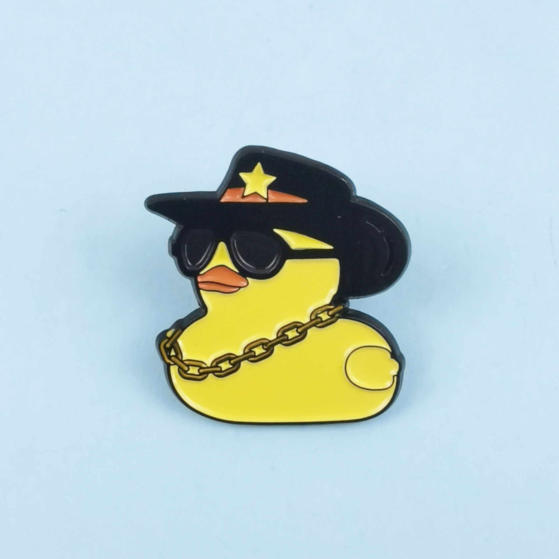 Broche con forma de pato amarillo frito fresco transfronterizo, bolso de pareja de dibujos animados lindo, accesorios fijos, pines de placa de aleación