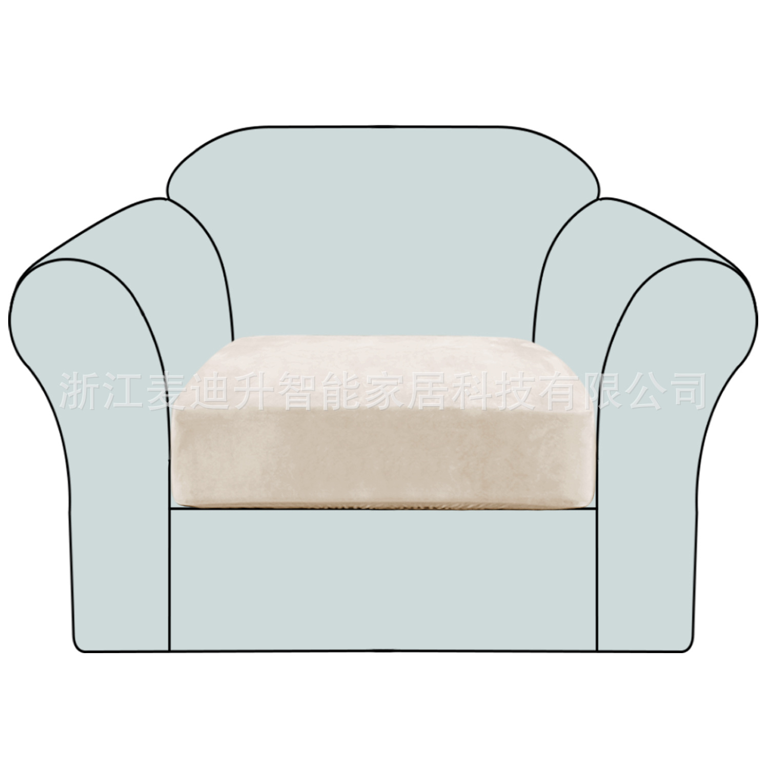 跨境亚马逊银狐绒座板套简约纯色全包弹力通用沙发套坐垫套沙发垫