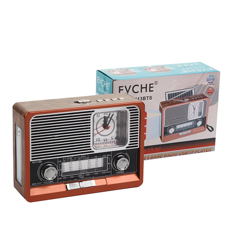 Radio retro solar / USB relojes retro recargables con linterna altavoces tarjeta USB / TF MP3