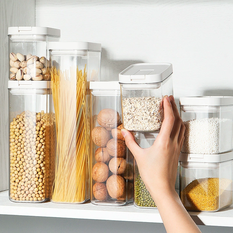 Airtight Square Kitchen Storage Jar, Clear Large Capacity Container, 500–2000 ml Multi-Size