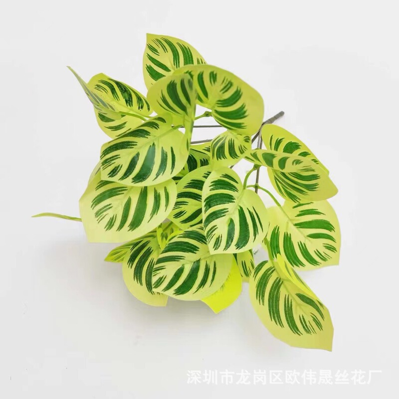 直送7頭PVC製人工観葉植物、グリーンロウ、星点目、偽の葉、ギフト、結婚式の部屋の装飾、飾り物|undefined