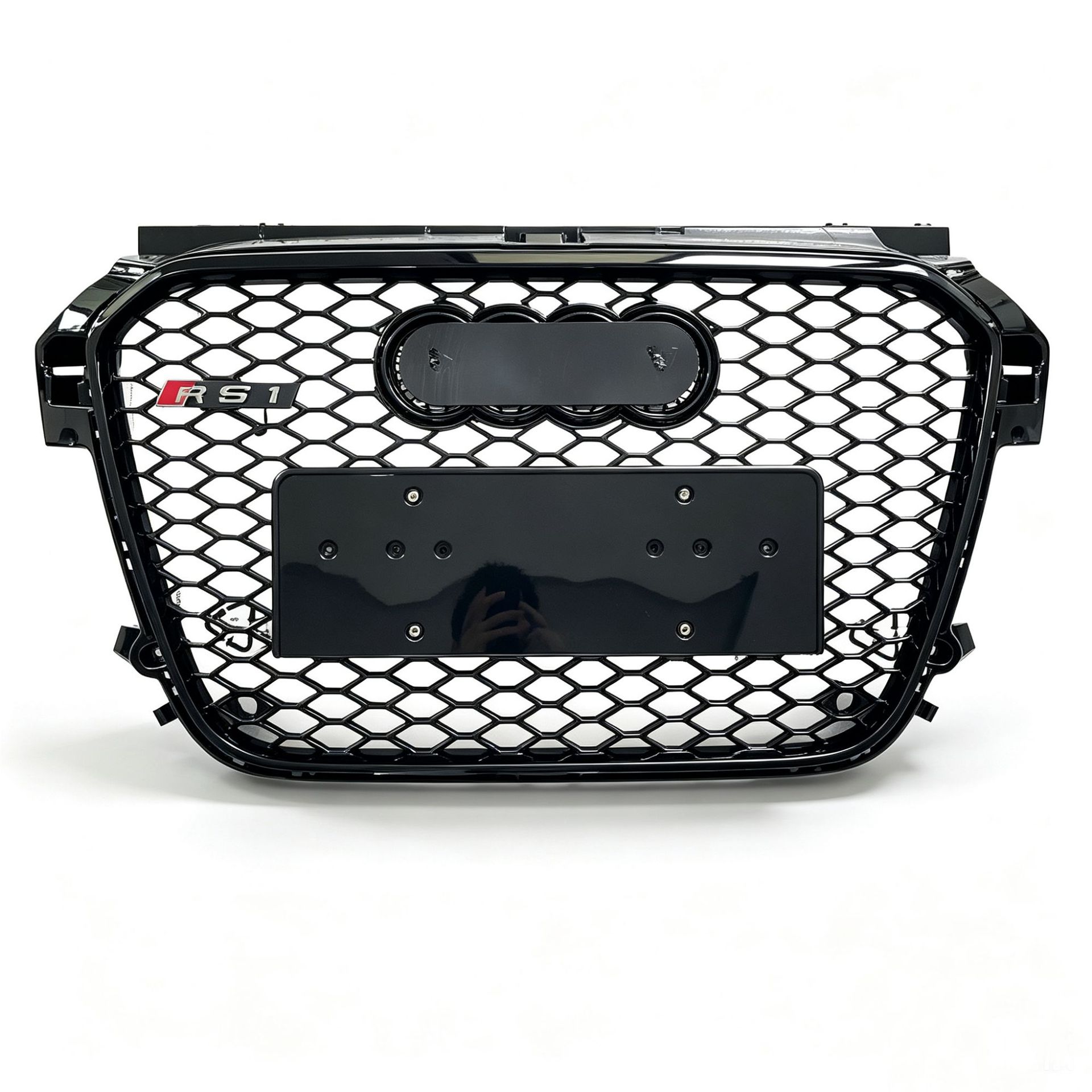 Suitable for Audi A1 8X 11-15 Models, Front Grille Upgrade to Rs1 Style Honeycomb Grille with Glossy Black Finish