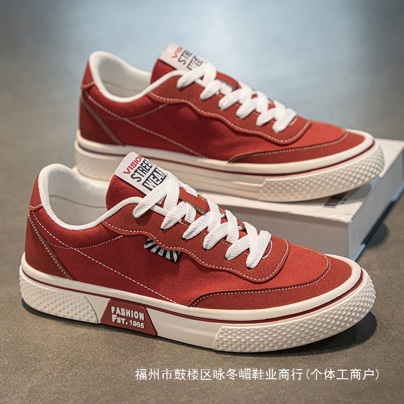 Canvas Men's Shoes 2025 New Autumn Breathable Versatile Casual Large-Toe Sneakers Men's Sports Thick-Soled Red Cloth Shoes