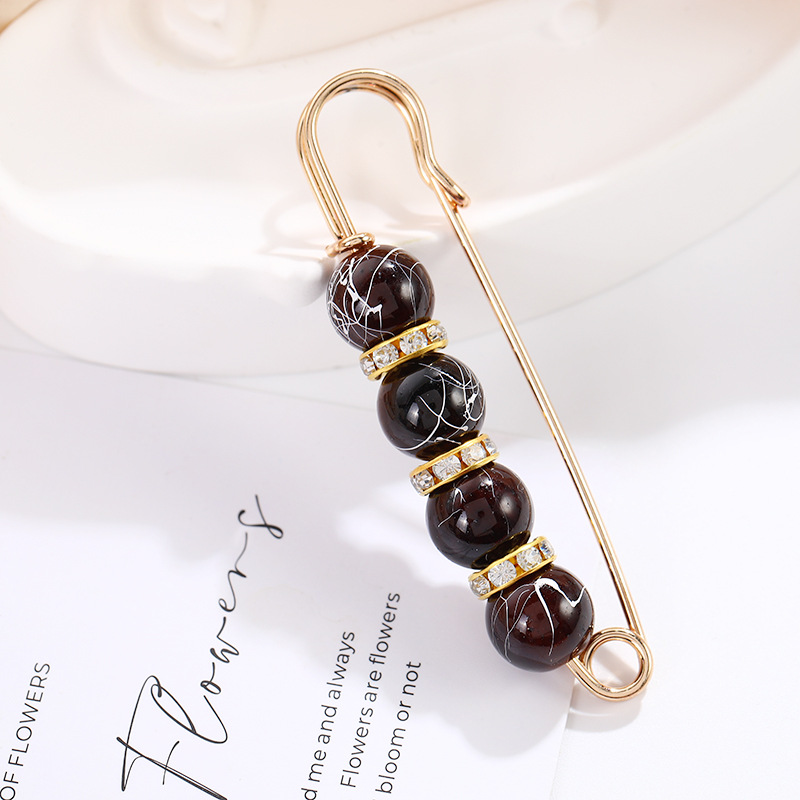 102#别针黑色拉丝4颗珠7.5cm