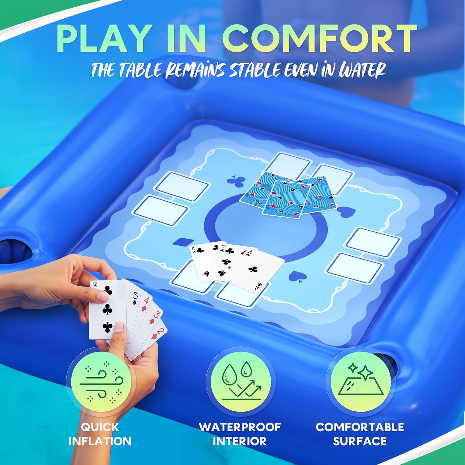 Customized Inflatable Pvc Water Poker Table Family Interactive Tabletop Game Educational Card Creative Water Toy