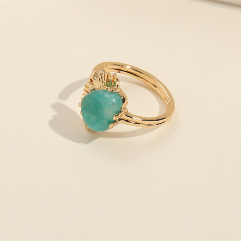 Womenu0027S Fashion Geometric Copper Natural Stone Rings Plating Copper Rings