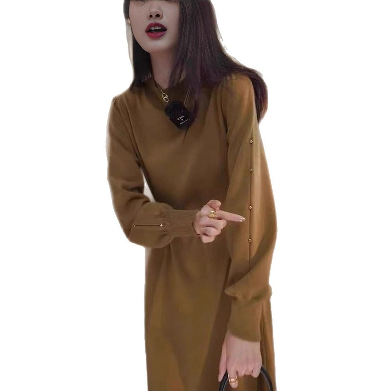 欧洲站秋冬2025新款女装法式高级感中长款针织内搭打底毛衣连衣裙|undefined