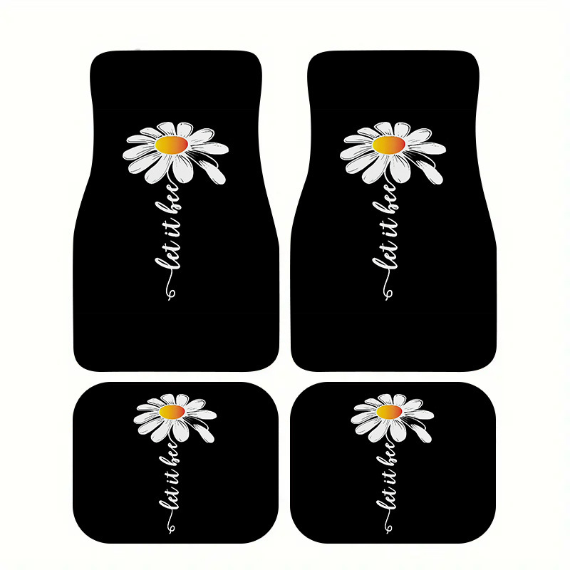 Cross-border Amazon dropshipping of small daisy car mats 4-piece set, non-slip and dirt-resistant interior floor mats wholesale