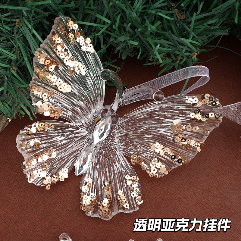Ice crystal pendant Christmas tree pendant transparent acrylic snowflake decoration scene layout props cross-border Christmas decoration