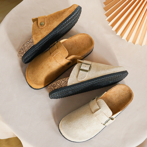 Spring and Autumn Children's Cute Non-Slip Toe-Covered Birkenstock Shoes for Boys and Girls, Soft-Soled Comfortable Loafers, Wear-Resistant Little Kids' Shoes