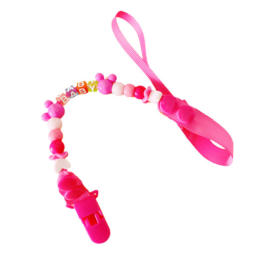2024 new baby multi-color pacifier anti-falling pacifier with cute bracelet anti-falling clip handmade beaded clip