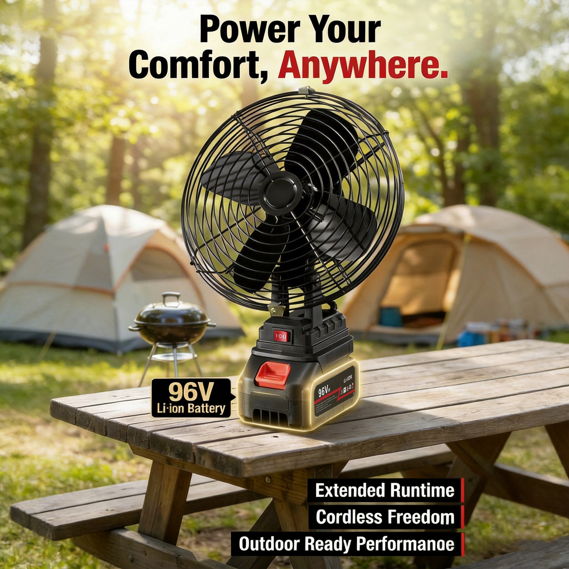 Cross-Border Wireless Lithium Battery Fan, Portable, Ultra-Long Battery Life, Small Household Outdoor Camping Fishing Fan