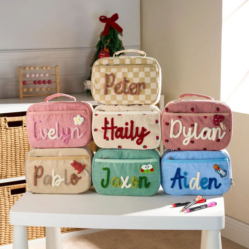 Cross-Border Etsy Personalized Thick Corduroy Lunch Bag, Fashionable Women's Handbag for Work, Insulated Lunch Box Bag, Gift Cross-Border Etsy Personalized Thick Corduroy Lunch Bag, Fashionable Women's Handbag for Work, Insulated Lunch Box Bag, Gift