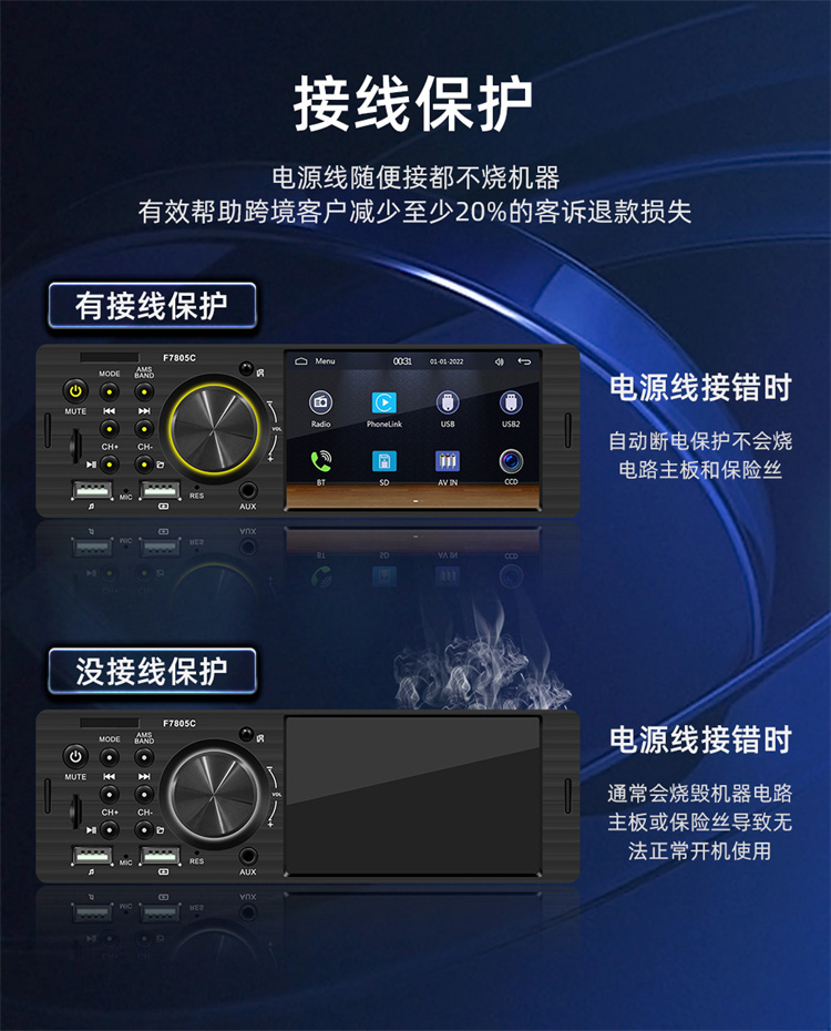 Car Bluetooth Card-Inserting Player, Pusan Car Modified Rearview Camera All-In-One Device