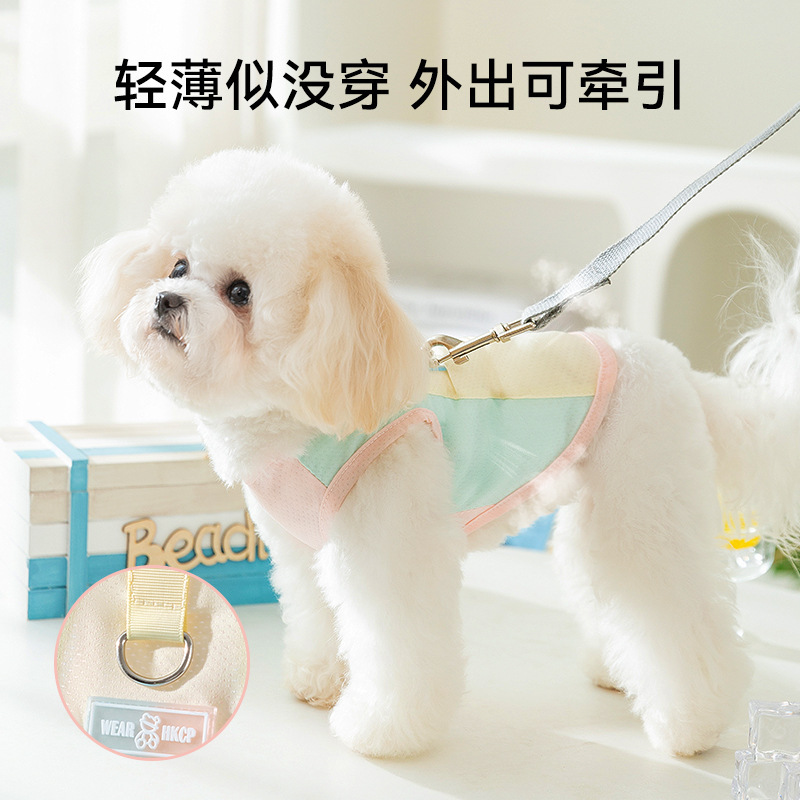 Ropa de protección solar de malla fina de primavera y verano, ropa de perro de peluche bichon de tamaño pequeño y mediano, chaleco, ropa fresca, ropa para mascotas