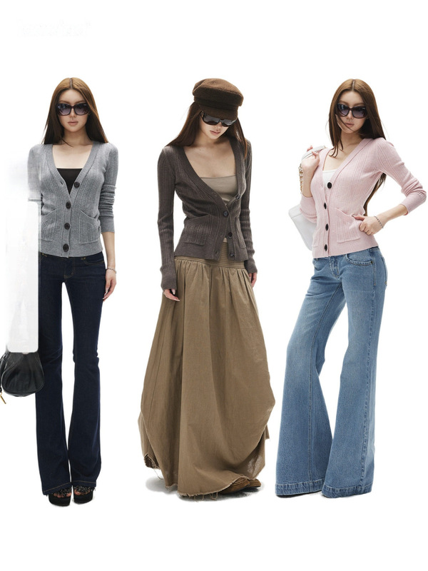 iamxia* Wool Blend Vertical Pattern Knit V-Neck Vintage Button Double-Pocket Slim-Fit Cardigan Available in Three Colors iamxia* Wool Blend Vertical Pattern Knit V-Neck Vintage Button Double-Pocket Slim-Fit Cardigan Available in Three Colors