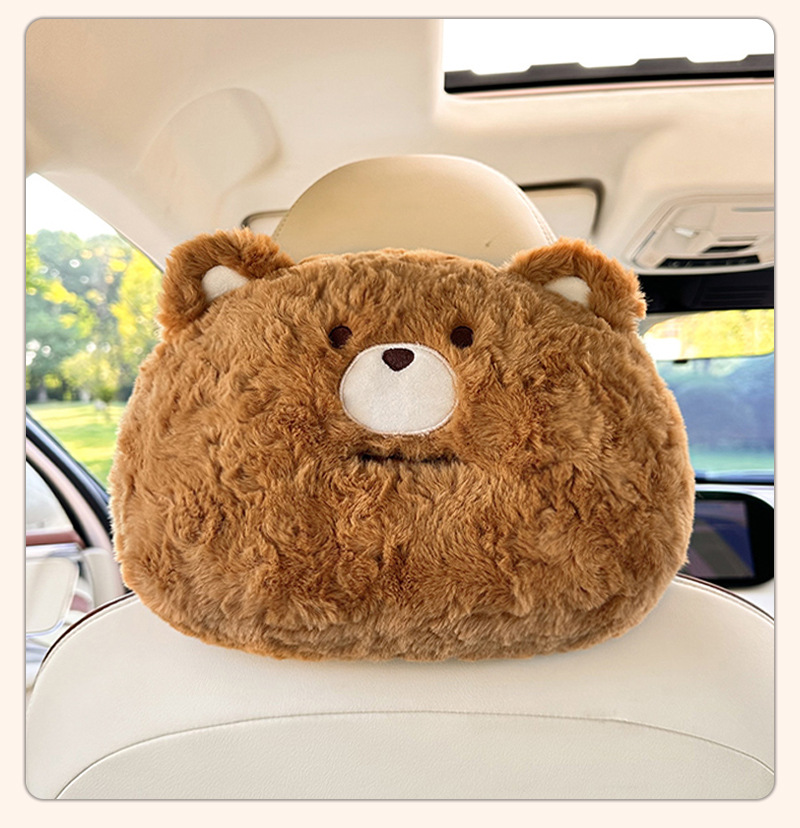 Cute Cartoon Car Headrest Tissue Box Creative Plush Multifunctional Seat Back Extraction Box Internet Popular Car Tissue Bag