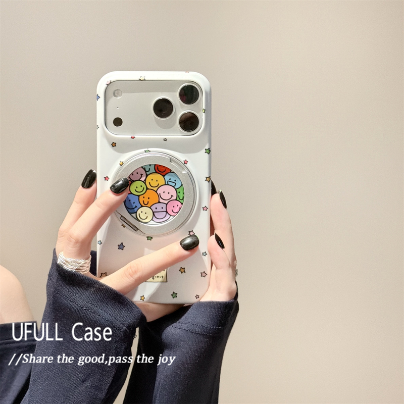 Ins-style colorful smiley face 360-degree rotating stand suitable for 15pro and Apple 17ProMax phone cases Ins-style colorful smiley face 360-degree rotating stand suitable for 15pro and Apple 17ProMax phone cases