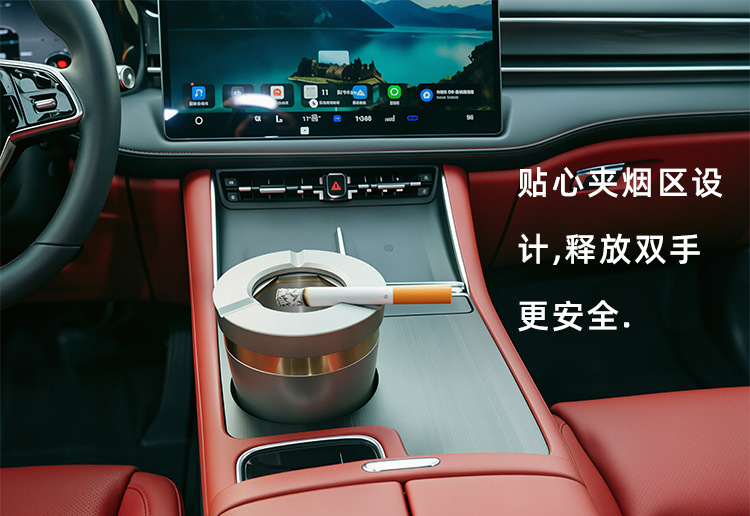 Rotatable and collapsible aluminum alloy car ashtray with cover, anti-ash scattering and anti-fall, high-end ashtray for living room and home use