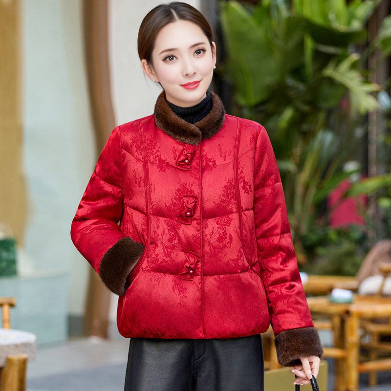 Short down Jacket for Young and Middle-Aged Women 2025 Winter New Style New Chinese Style Versatile Warm White Duck down Jacket