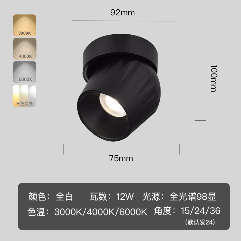 Luz abierta ángulo ajustable LED lámpara de techo hogar sala de estar sin lámpara principal taza profunda anti-reflejo COB pequeña lámpara de techo