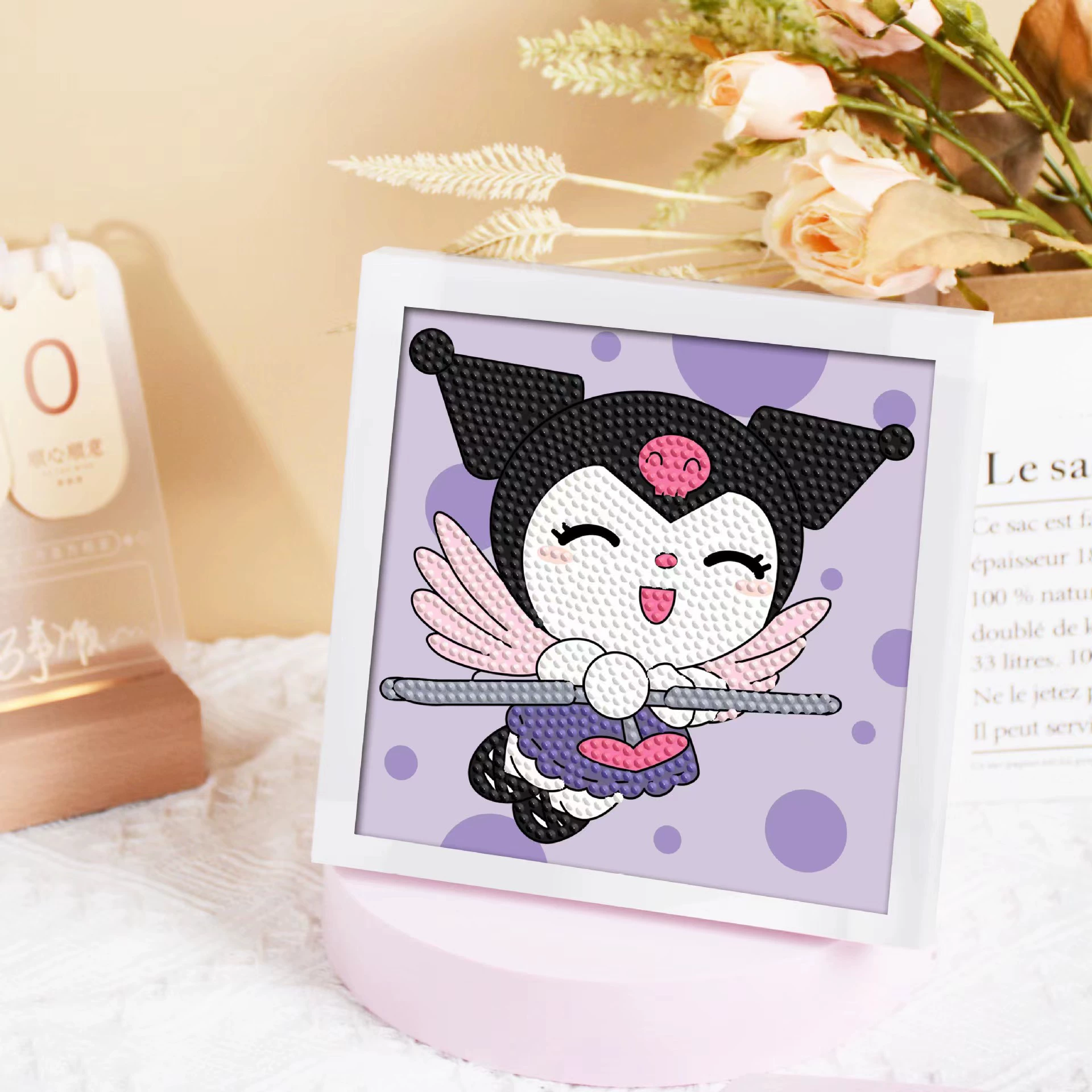 Кристальная вышивка DIY (Kuromi & KT Cat) 17×17 см фоторамка, набор наклеек в стиле мультфильма с полным заполнением
