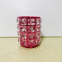 厂家直供 欧式方珠水晶笔筒化妆刷收纳筒美甲店化妆桌摆件文具