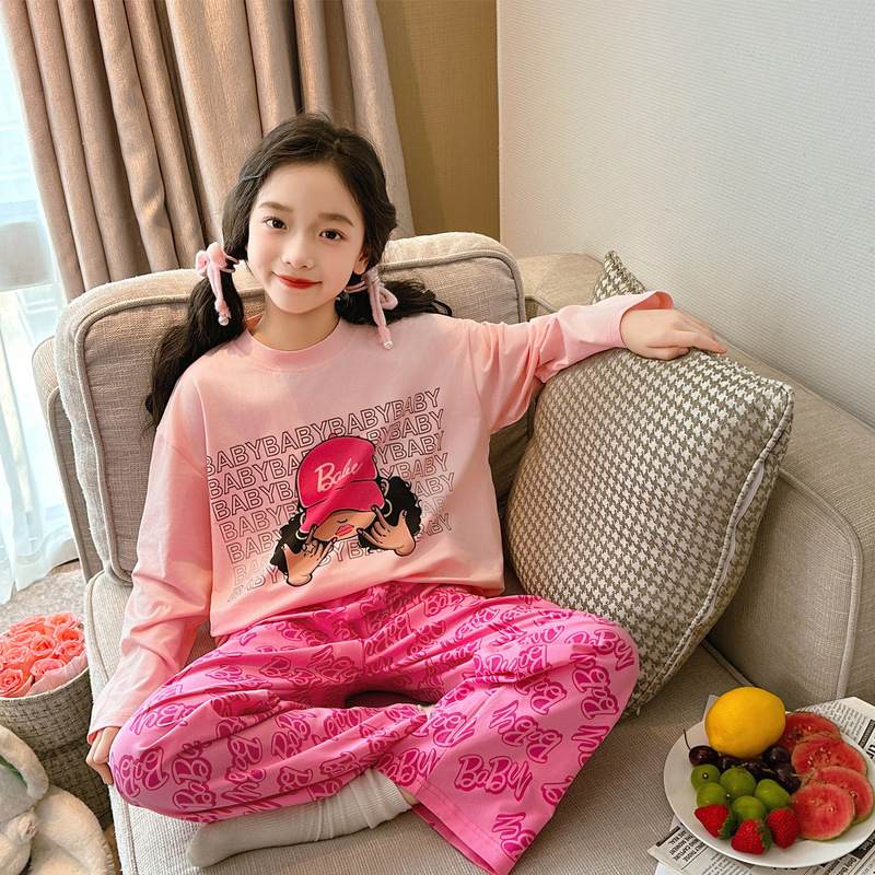 女童睡衣纯棉春秋2025新款儿童少女可外穿家居服大童秋季长袖套装|undefined