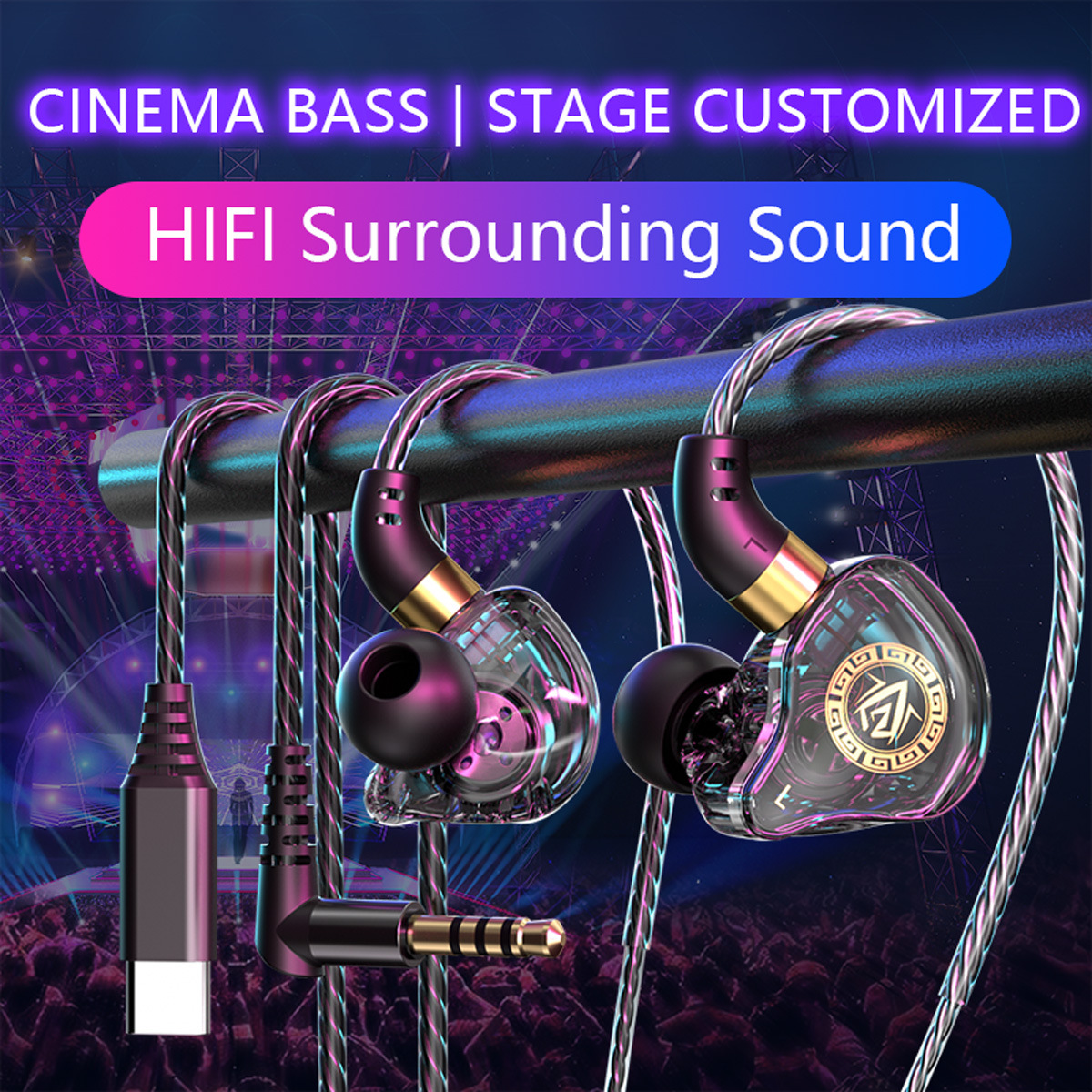 auriculares con cable transfronterizos en el oído juegos deportivos para Apple Samsung Huawei teléfonos móviles 3.5 auriculares tipo c