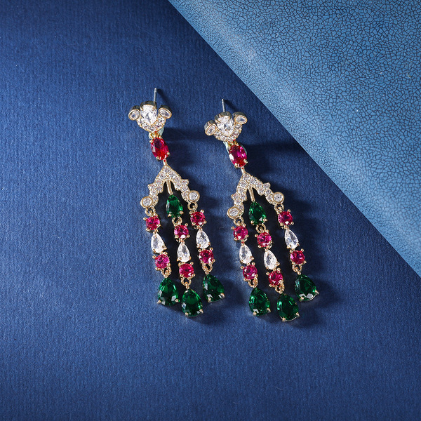 Long geometric stone inlay with zircon