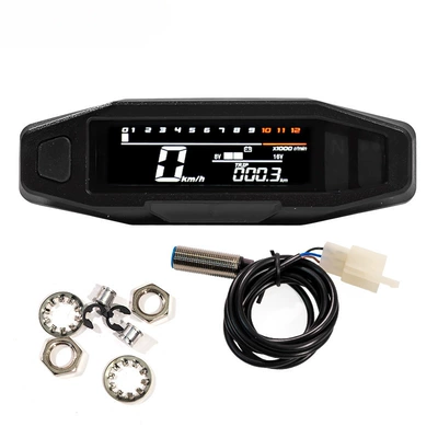 Cross-Border South American Motorcycle Instrument Modification Universal Lcd Electronic Multi-Function Speedometer Speedometer Oil Meter Assembly (Motosiklet cihazları)