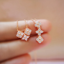 轻奢四叶草两戴心形项链女韩版气质锁骨链情侣七夕礼物一件代发