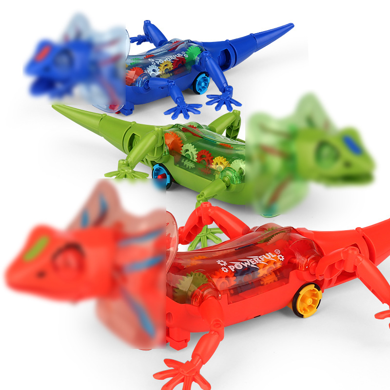 Transfronterizo nuevo sonido eléctrico y luz lagarto engranaje transparente reptil modelo Música puesto ligero mercado nocturno juguete