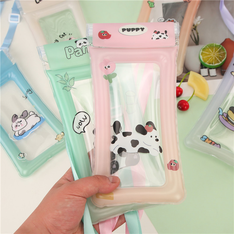 Cross-Border New Cartoon Style Large Airbag Waterproof Phone Bag, Sealed Transparent Floating Waterproof Shoulder Bag, Touch Screen Compatible