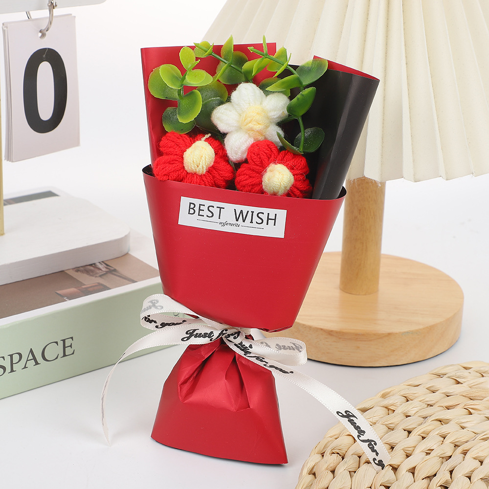 520 San Valentín ins mini bocanadas de lana de punto de imitación pequeño ramo Día de la madre Regalo de cumpleaños de la madre