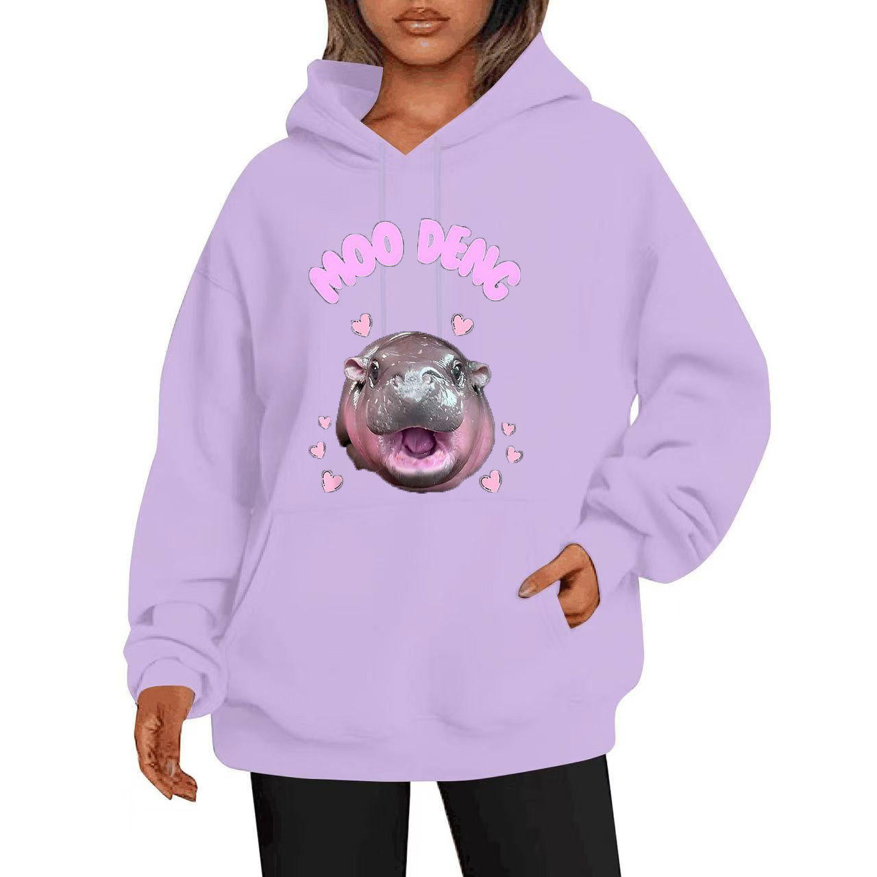 moo deng different couples' sweater spring and autumn 2024 new print high end internet celebrity hoodie_voghion.com