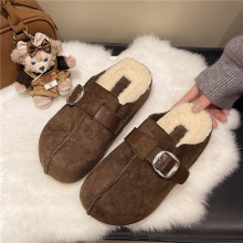 2025秋冬新款厚底增高包头拖鞋女休闲外穿羊羔毛鞋懒人加绒勃肯鞋