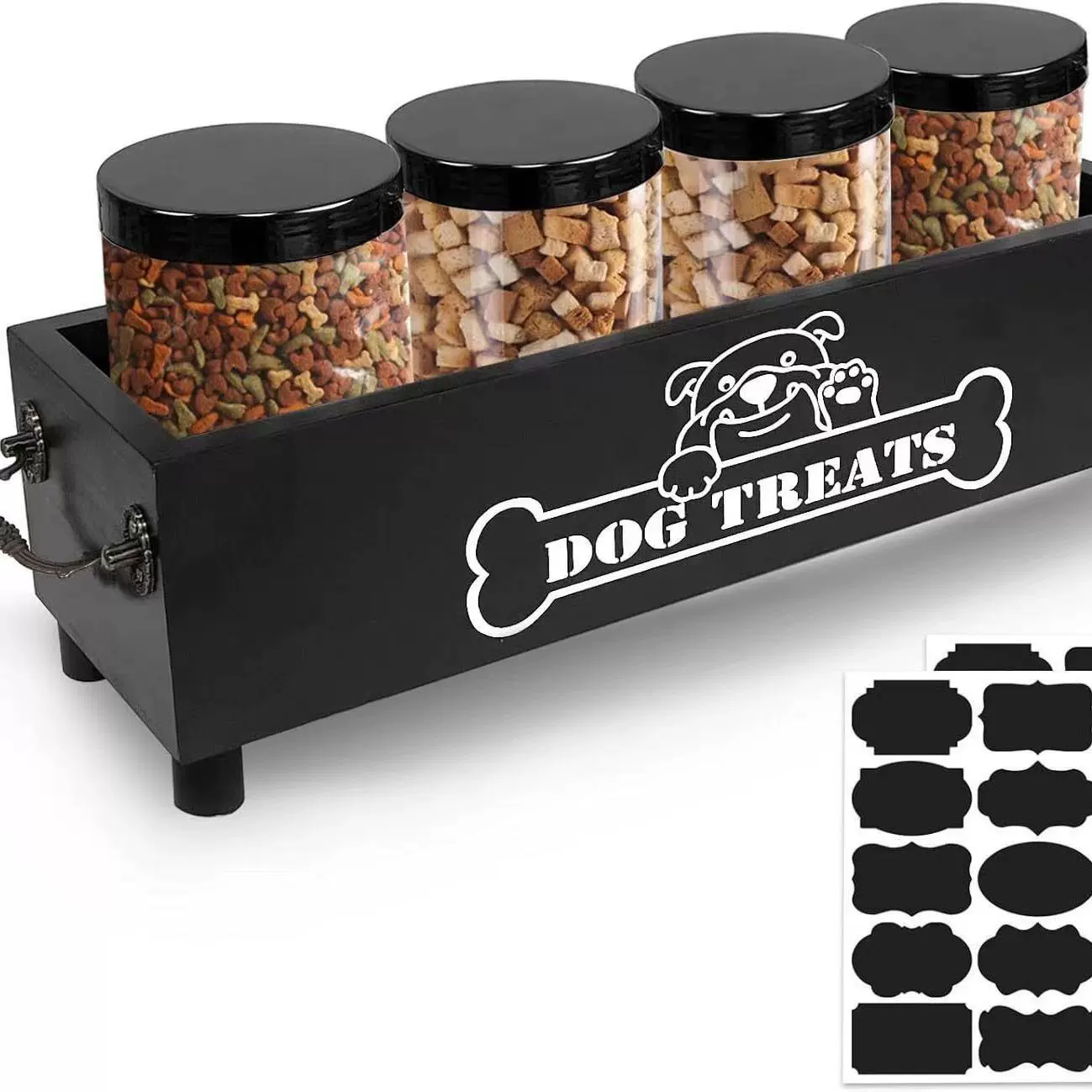 Деревянная коробка для хранения корма для собак Деревянная коробка для хранения корма для домашних животных Корм для собак Печенье для собак