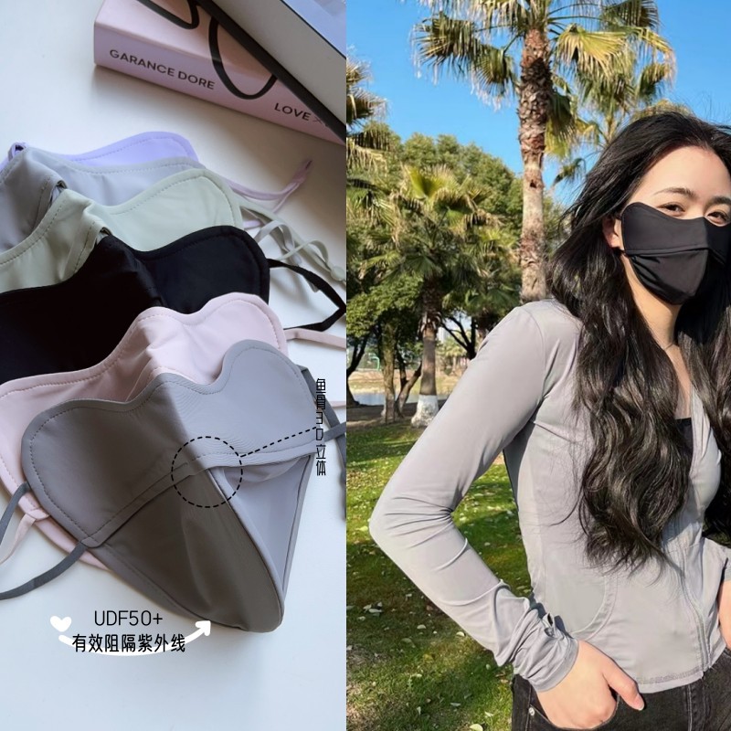 Sunscreen mask for women, new summer edition, UV protection, 3D sun shading, fishbone ice silk, outdoor sun protection face mask