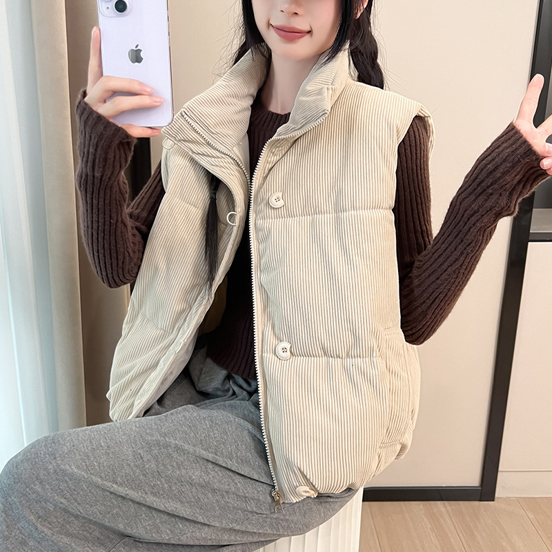灯芯绒背心女2025秋冬季新款韩版短款宽松百搭马甲时尚马夹外套潮|undefined