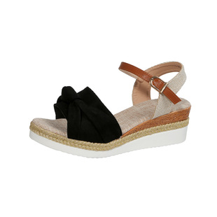 Spot Cross-border Foreign Trade 2023 New Sandals Women's Bow Hemp Rope Sole Lightweight Casual Women's Shoes Fish Mouth Thick Sole Cool