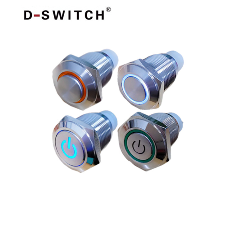 D-SWITCH德崧M16mm环形灯不锈钢两开两闭自锁金属开关